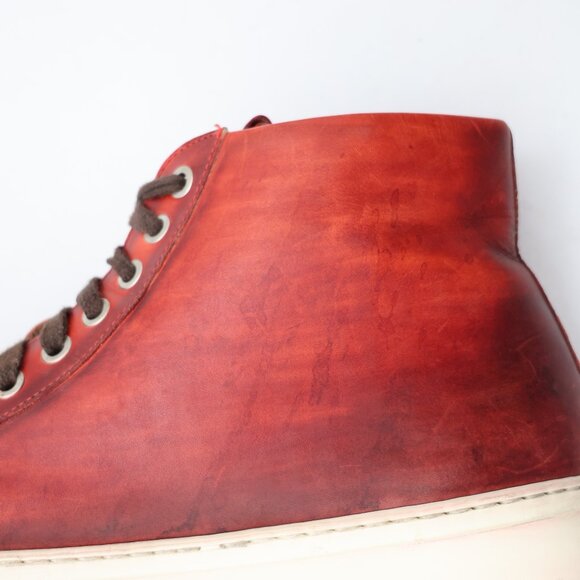 Magnanni Brando Men's Size US 9 M High Top Lace Up Sneakers Brown Red Leather - Picture 12 of 14
